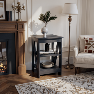 Sunvega 3-Tier Side Table with Open Shelves for Bedroom Living Room Sofa