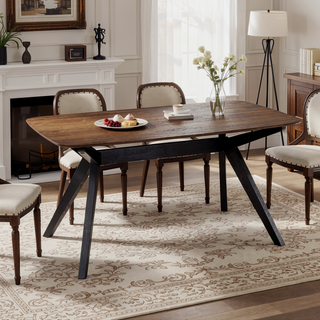 Sunvega Rubberwood Dining Table with Faux Wood Top for Your Dining Room