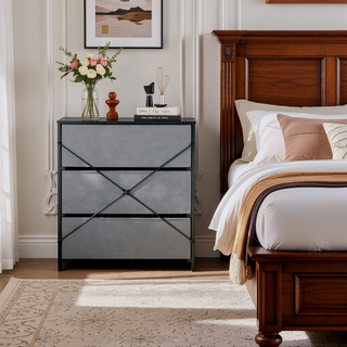 Sunvega Sturdy MDF Frame Dresser with Six Spacious Fabric Drawers