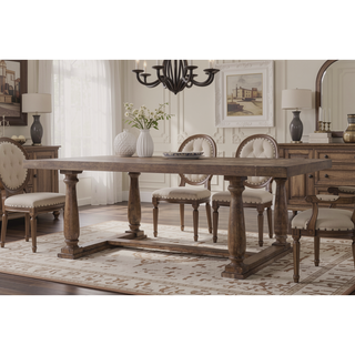 Sunvega Weathered Oak Finish Rectangular Dining Table with Trestle Base