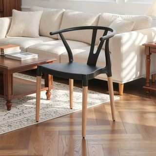 Sunvega Modern Polypropylene Dining Chair Set with Tapered Beech Wood Legs
