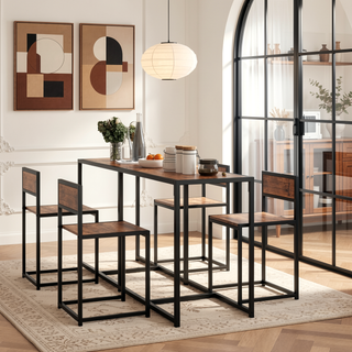 Sunvega Industrial Dining Table Set for Two with Chairs and Footrest