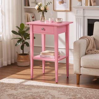 Sunvega Bright Pink Contemporary Nightstand with Durable Construction for Modern Decor