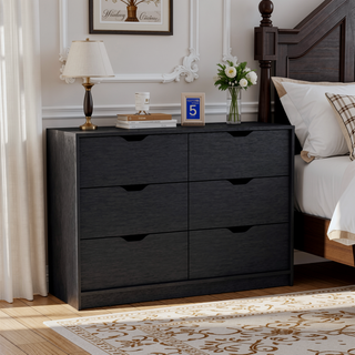 Sunvega Black Double Dresser with 4 Drawers and 2 Pull Down Cabinets