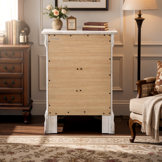 Sunvega Bright White Traditional Nightstand with Three Drawers for Bedroom