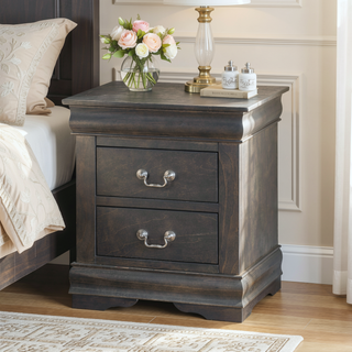 Sunvega Modern White Nightstand with Two Spacious Drawers and Brushed Nickel Handles