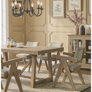 Sunvega Black Contemporary Metal Trestle Base Dining Table Rectangle 1pc