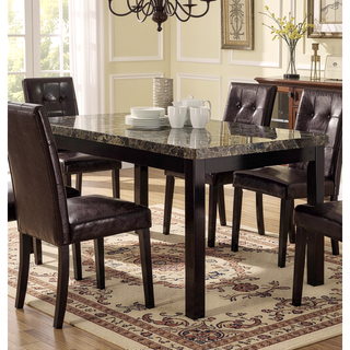 Sunvega Modern Contemporary Brown Faux Marble Top Birch Dining Table