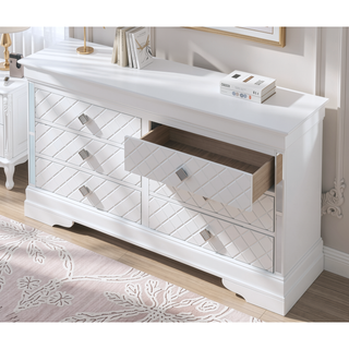 Sunvega Sophisticated Silver Champagne Transitional Nightstand with Two Drawers for Storage