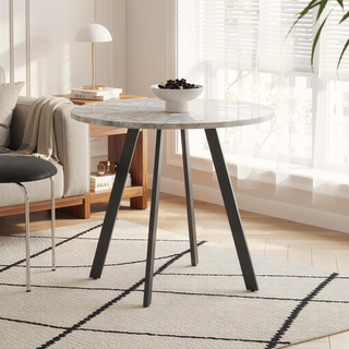Sunvega Modern Minimalist Gray Cement Circular Dining Table with Industrial Style