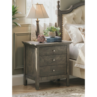 Sunvega Contemporary Gray Nightstand with Three Drawers for Modern Living