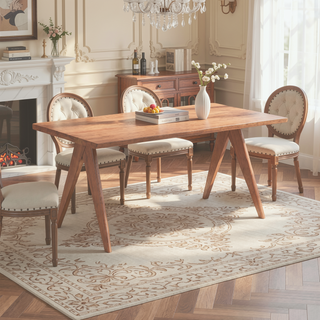 Sunvega Natural Dining Table with Wooden Legs for Stable and Durable Use