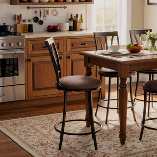 Sunvega Commercial Grade Swivel Counter Stool with Upholstered Seat and Footrest