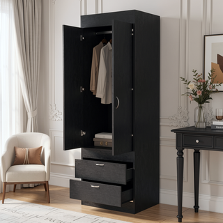 Sunvega Alabama Armoire with Double Door Cabinet and Two Bottom Drawers