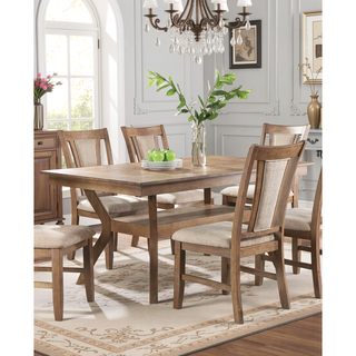 Sunvega Modern Natural Tone Dining Table with Open Lower Shelf for Kitchen