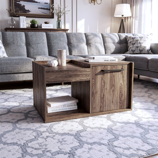 Sunvega Velvet Coffee Table with One Open Shelf and Single Door Cabinet
