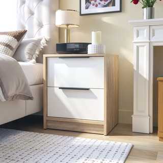 Sunvega Modern 18 Inch High Nightstand with Two Large Storage Drawers