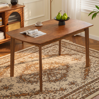 Sunvega Modern Rubberwood Dining Table with Oval Top for Kitchen and Dining Room