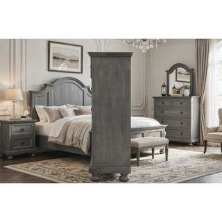 Sunvega Gray Modern Nightstand with Full Extension Drawers and Felt-Lined Top