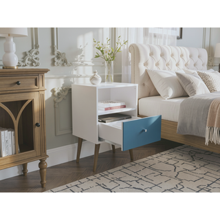 Sunvega Modern Nightstand with Drawer and Cubby for Bedroom or Living Room