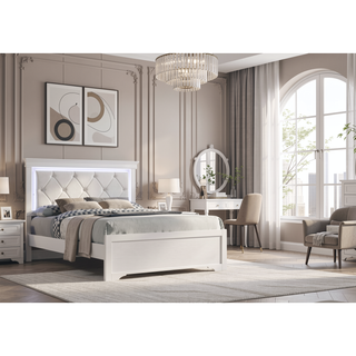 Sunvega Modern 6 Drawer Dresser with Wood Finish and Slat System for Bedroom