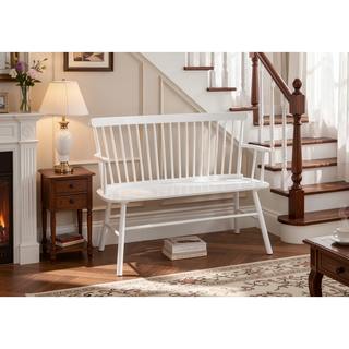 Sunvega Farmhouse Style Black Finish Spindle Back Arm Rest Wooden Chair