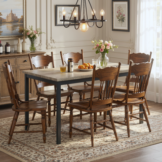 Sunvega Durable Powder Coated Metal Rectangle Dining Table for Four