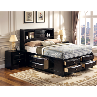 Sunvega Contemporary 2 Drawer Nightstand End Table with Jewelry Tray in Brown Finish