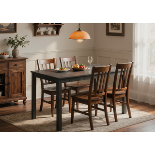 Sunvega Contemporary Rectangular Dining Table with Dark Wood Finish for Dining Room