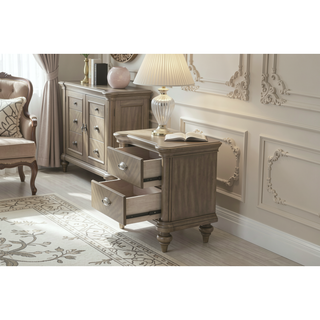 Sunvega Champagne Nightstand with Wood Construction 28 by 18 by 28 Inches