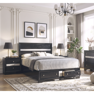Sunvega Modern Luxury Glam 1pc Nightstand End Table with Pullout Jeweler Tray