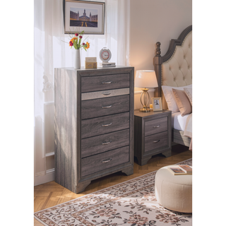 Sunvega Modern Style Sparkle Grey Chest with 6 Spacious Drawers