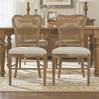 Sunvega Vintage Style Rubber Wood Upholstered Dining Chair Set of 2
