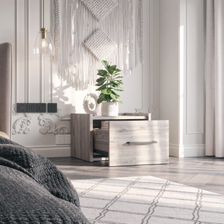 Sunvega Wall-Mounted Nightstand with Single Drawer for Bedroom or Living Room