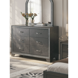 Sunvega Contemporary Nightstand with Sparkling Accent Band and Two Drawers