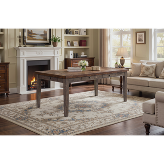 Sunvega Casual Rustic Two-Tone Finish Dining Table with Six Storage Drawers
