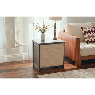 Sunvega Light Gray Oak Wood Nightstand with Dimensions 24 x 17 x 25 Inches