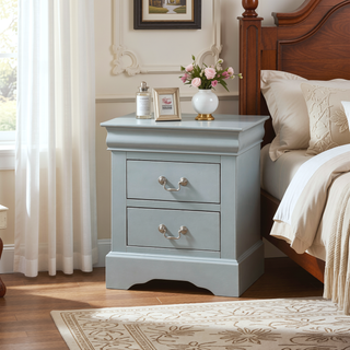 Sunvega Modern White Nightstand with Two Spacious Drawers and Brushed Nickel Handles