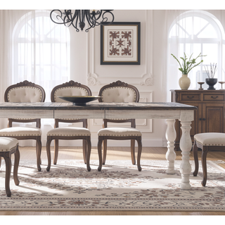 Sunvega Hand-Stained Acacia Wood Dining Table with Extendable Leaf