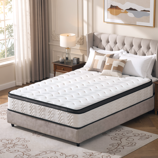 Sunvega 12 Inch Queen Size Hybrid Mattress with Zoned Pocket Springs and Gel Memory Foam
