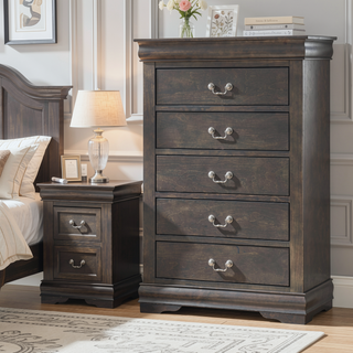 Sunvega Platinum Chest with Five Spacious Drawers and Brushed Nickel Handles