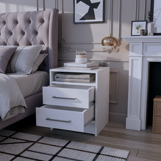 Sunvega Philadelphia Two Drawer Nightstand with Concealed Open Shelf