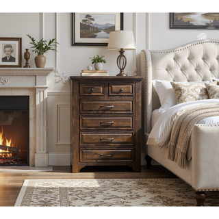 Sunvega Brown 6-Drawer Chest with Traditional Style and Easy Care Finish