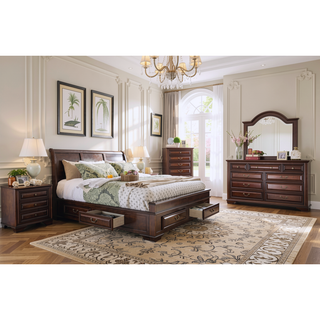Sunvega Transitional Style Wooden Inlay Design Chest with English Dovetail Drawers