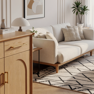 Sunvega Bright White Modern Five-Drawer Chest with Gold Trim for Bedroom