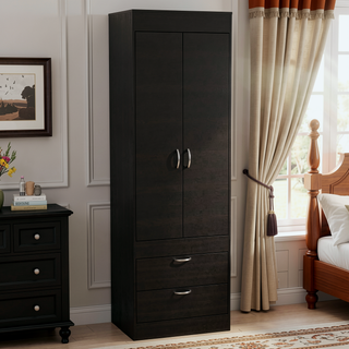 Sunvega White 2-Drawer Armoire for Hanging Clothes and Organizing Smaller Items
