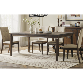 Sunvega Contemporary Gray Wood Dining Table with Elegant Trim for Six