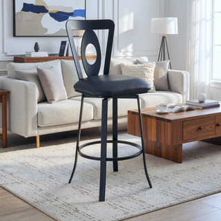 Sunvega Armless Lightweight Counter Height Barstool with Gray Faux Leather and Tall Back