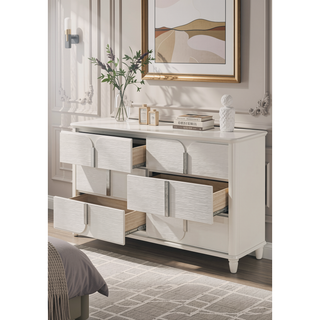 Sunvega Sleek Modern Nightstand with Two Spacious Drawers in Pearl White Finish