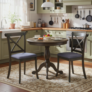 Sunvega Modern Polyester Upholstered Cross Back Dining Chairs Set of 2